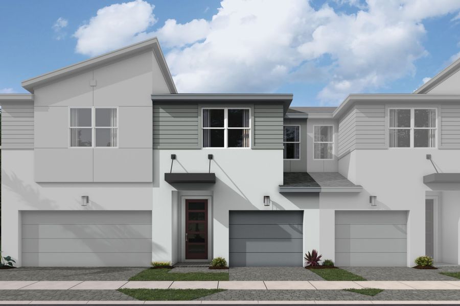 Front exterior of a new home in Forest – Townhomes, Lake Worth, FL, highlighting curb appeal (Image 1).