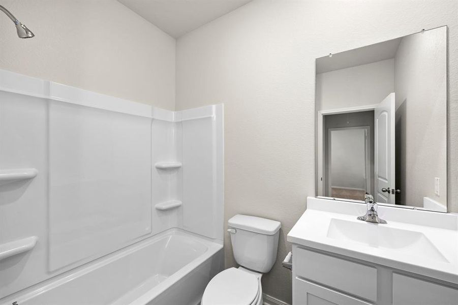 The secondary bathroom in the home.