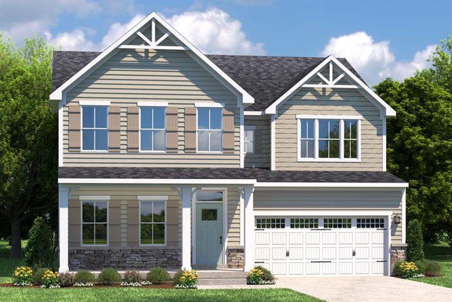 Representative exterior photo of a completed home built from the Seneca by Ryan Homes in Moore Farm Townhomes, Indian Trail, NC (Image 1).