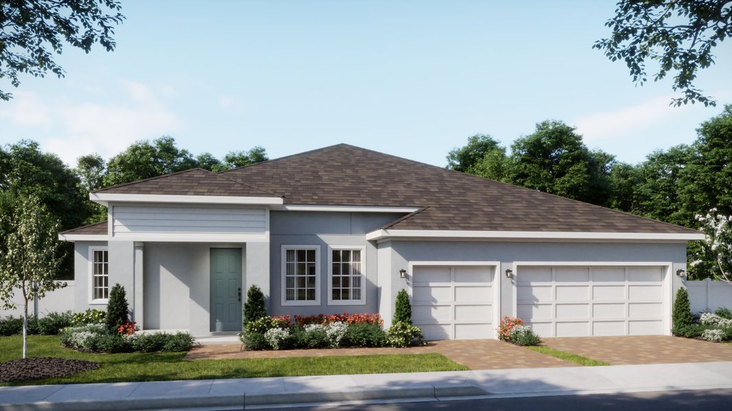 Representative exterior photo of a completed home built from the Brentwood by Risewell Homes in Country Club Estates, Palm Bay, FL (Image 18).