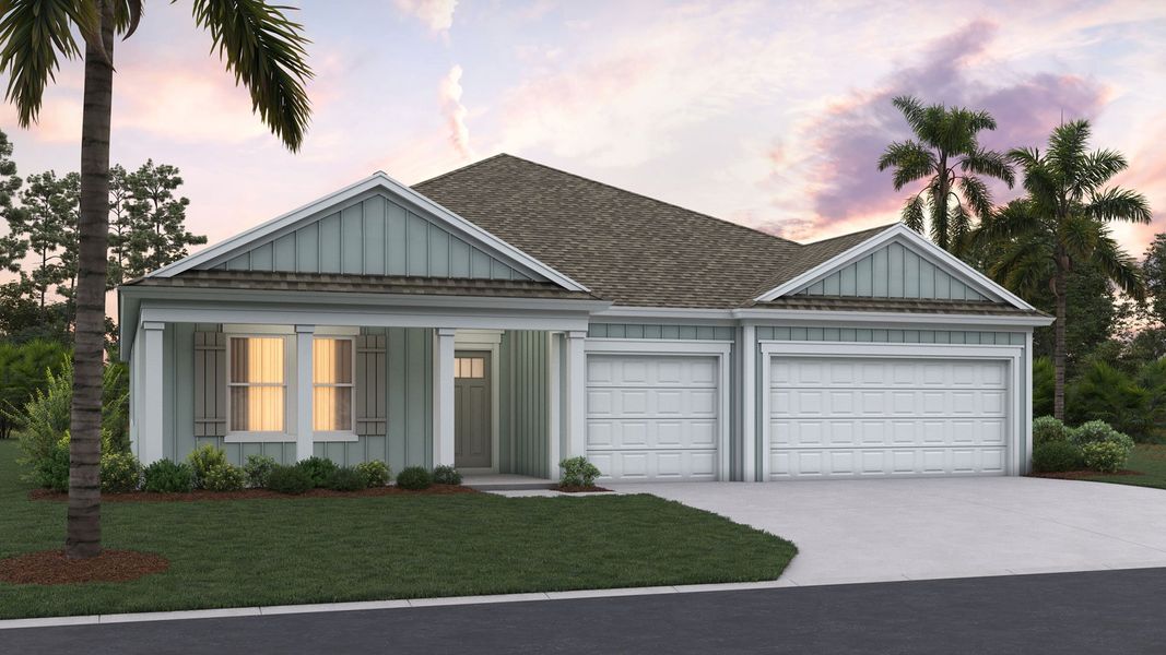 Representative exterior photo of a completed home built from the Camden by D.R. Horton in Sawmill Branch, Palm Coast, FL (Image 2). Representative exterior photo of a completed home built from the Camden by D.R. Horton in Sawmill Branch, Palm Coast, FL (Image 2).