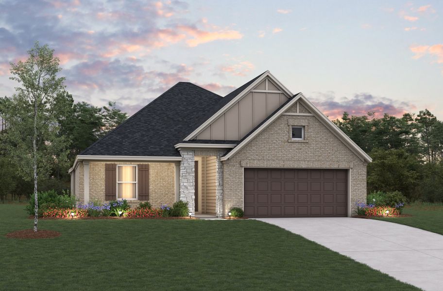 Representative exterior photo of a completed home built from the Brook by Beazer Homes in Laurel Landing: Landmark Collection, Alvin, TX (Image 24).