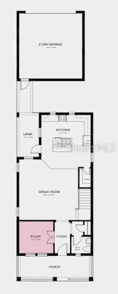 2D floor plan layout of this home in The Waters at Center Lake Ranch, St. Cloud, FL (Image 3).