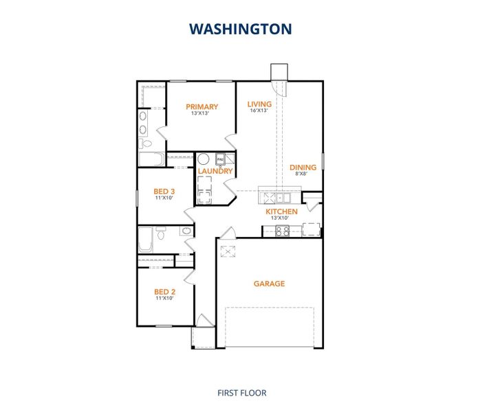 2D floor plan layout of this home in Milford Farms, Milford, TX (Image 2).