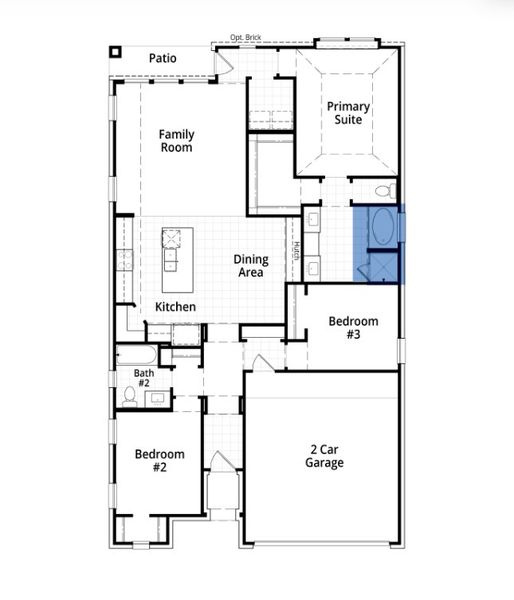 2D floor plan layout for the Alpina Plan by Highland Homes in Prominence, San Antonio, TX (Image 5).
