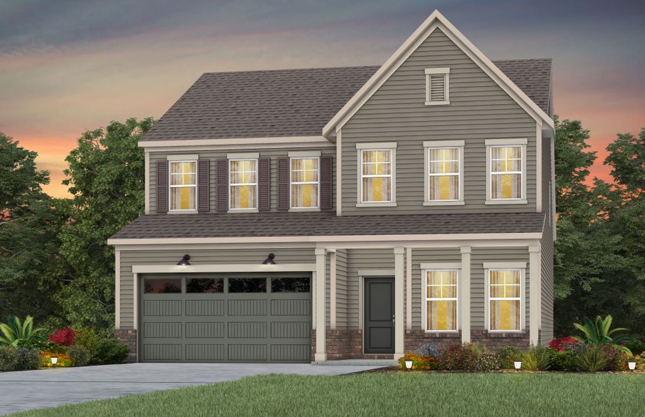 Front exterior of a new home in Elmbrook, Indian Trail, NC, highlighting curb appeal (Image 23).