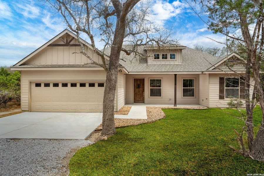 Front exterior of a new home in , Bandera, TX, highlighting curb appeal (Image 1). Front exterior of a new home in , Bandera, TX, highlighting curb appeal (Image 1).