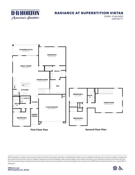 2D floor plan layout of this home in Radiance at Superstition Vistas, Apache Junction, AZ (Image 4).