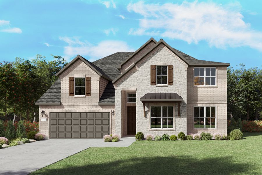The Electra, a two-story new home design shown with home exterior FC 201 The Electra, a two-story new home design shown with home exterior FC 201