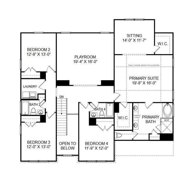 2D floor plan layout for the The Seneca by Stanley Martin Homes in Parkers Summit, Greer, SC (Image 6).