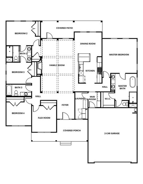2D floor plan layout of this home in Magnolia Woods - 70', Magnolia, TX (Image 5).
