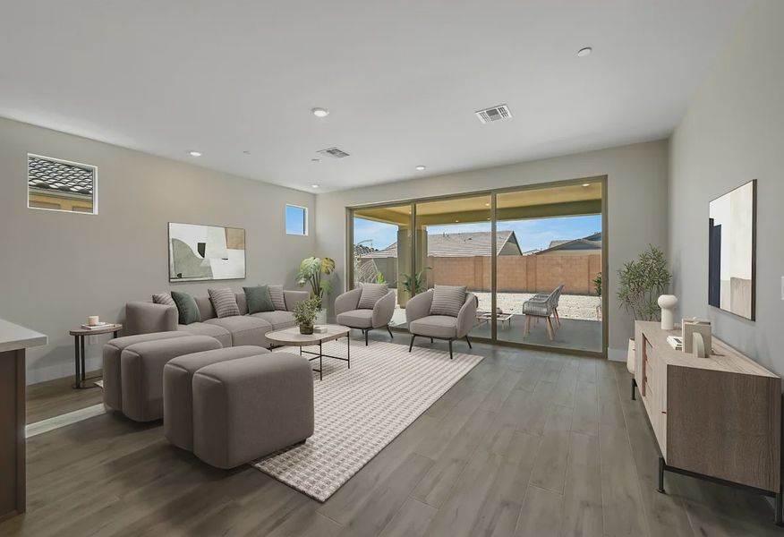 Virtually Staged Trilogy Ridgecrest Flourish HS 132 Great Room - 5 of 22 Virtually Staged Trilogy Ridgecrest Flourish HS 132 Great Room - 5 of 22