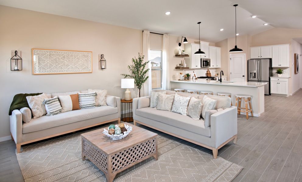 Great room with vaulted ceiling Great room with vaulted ceiling