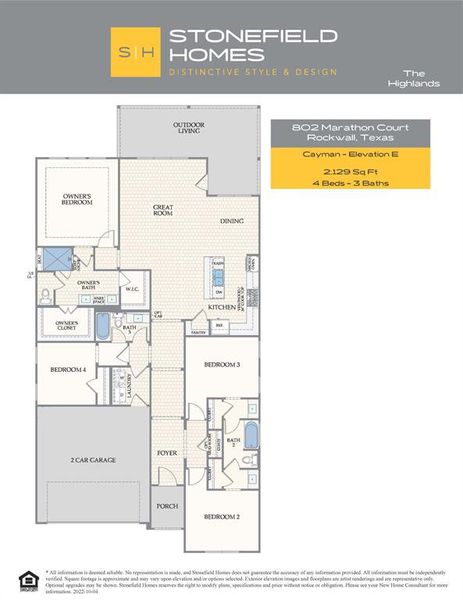 2D floor plan layout of this home in The Highlands, Rockwall, TX (Image 3).