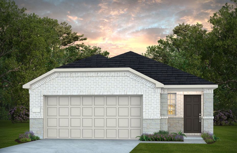 Representative exterior photo of a completed home built from the Afton by Centex in Pinara Pines, Conroe, TX (Image 13). Representative exterior photo of a completed home built from the Afton by Centex in Pinara Pines, Conroe, TX (Image 13).