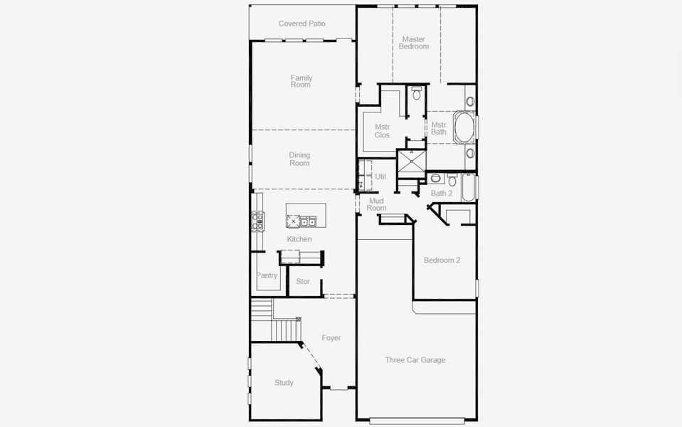 2D floor plan layout of this home in Hillside Village 50', Celina, TX (Image 23).