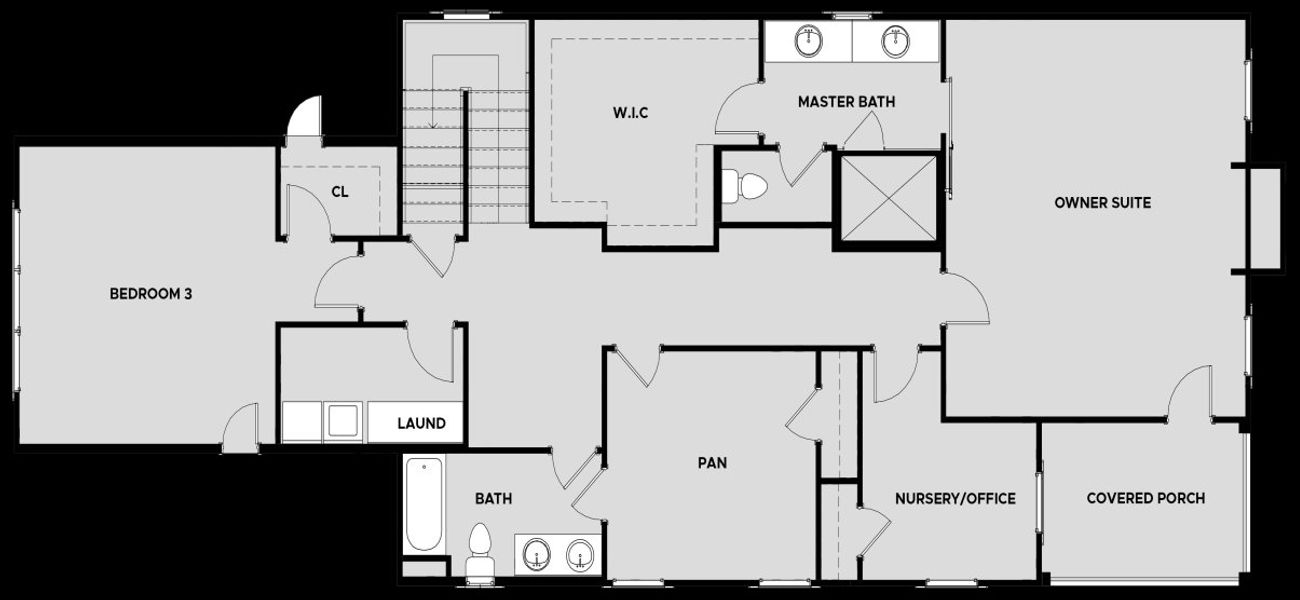 2D floor plan layout for the Cottage 1 - Homesites by Dream Finders Homes in Trove, Watkinsville, GA (Image 3).