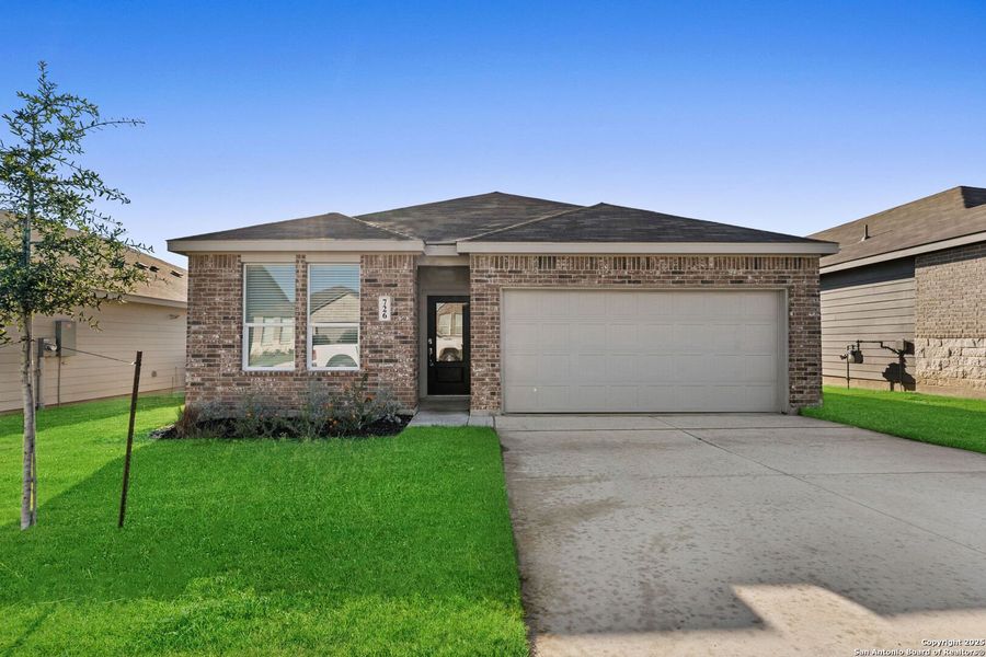 Front exterior of a new home in , New Braunfels, TX, highlighting curb appeal (Image 1). Front exterior of a new home in , New Braunfels, TX, highlighting curb appeal (Image 1).