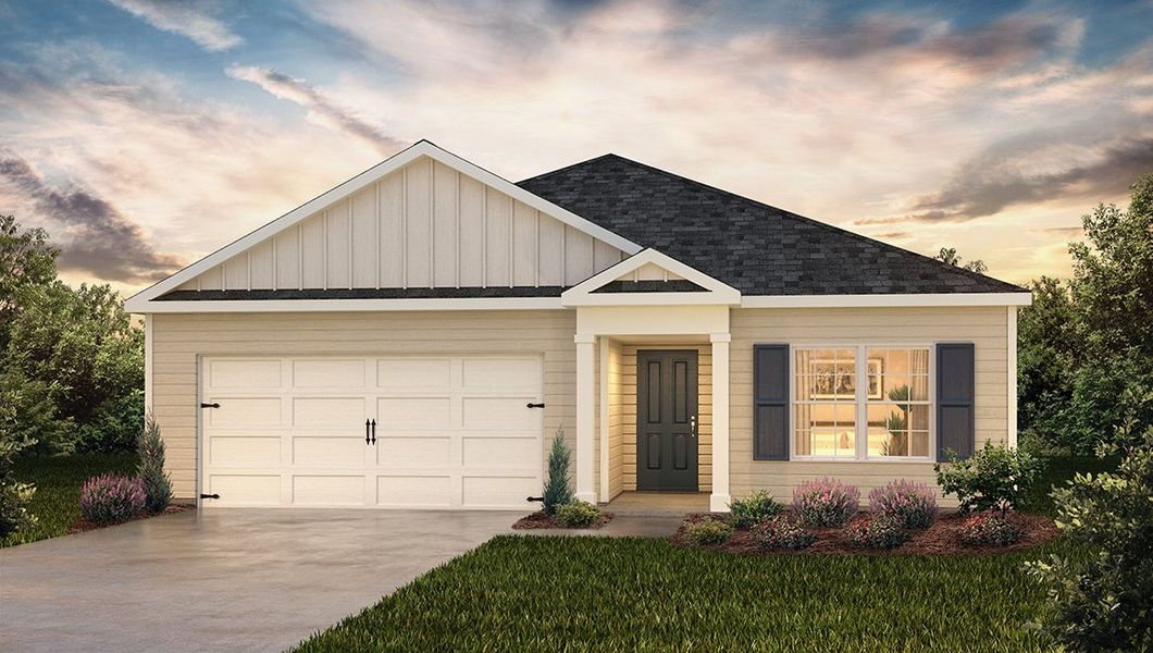 Representative exterior photo of a completed home built from the Aria by D.R. Horton in Waverly Station, Greenwood, SC (Image 1). Representative exterior photo of a completed home built from the Aria by D.R. Horton in Waverly Station, Greenwood, SC (Image 1).