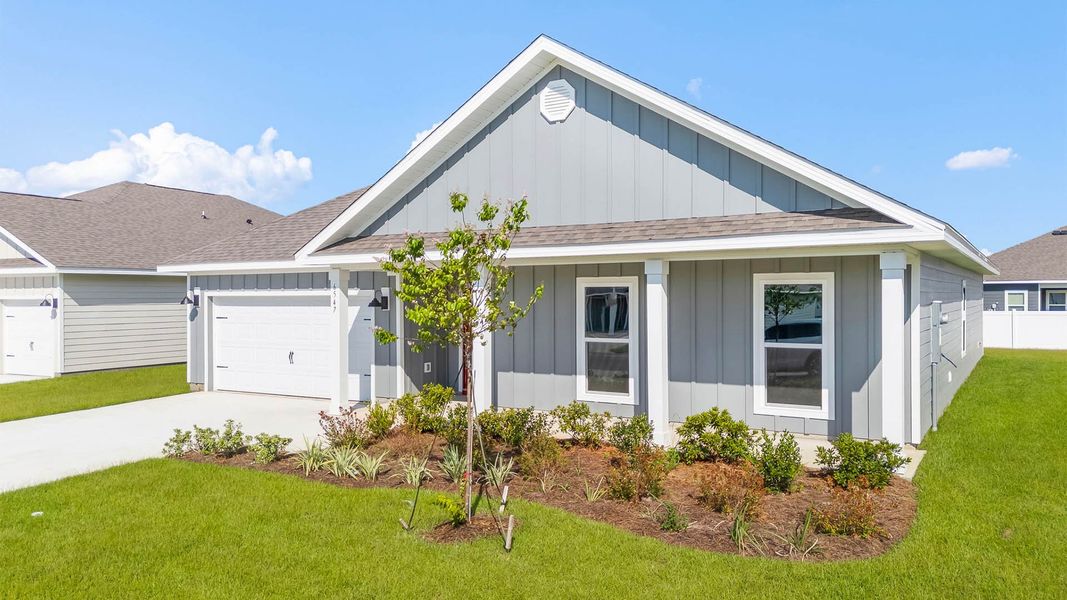 Front exterior of a new home in Liberty, Panama City, FL, highlighting curb appeal (Image 2).