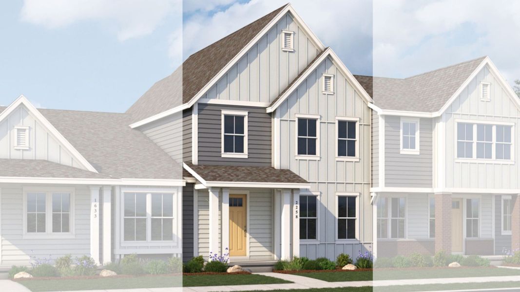 Front exterior of a home in the Westerly - Townhomes community, located in Erie, CO (Image 1). Front exterior of a home in the Westerly - Townhomes community, located in Erie, CO (Image 1).