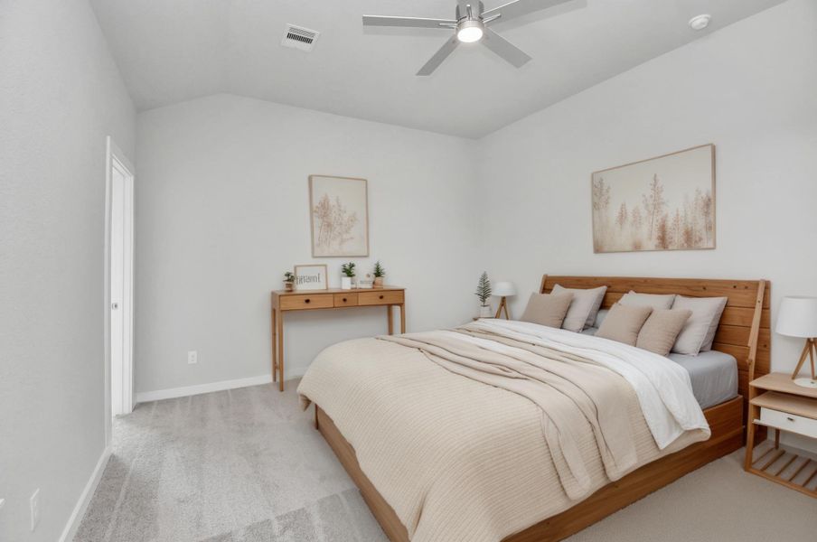 Virtually Staged - Primary Bedroom. Sample photo of completed home with similar floor plan. Actual colors and selections may vary. Virtually Staged - Primary Bedroom. Sample photo of completed home with similar floor plan. Actual colors and selections may vary.