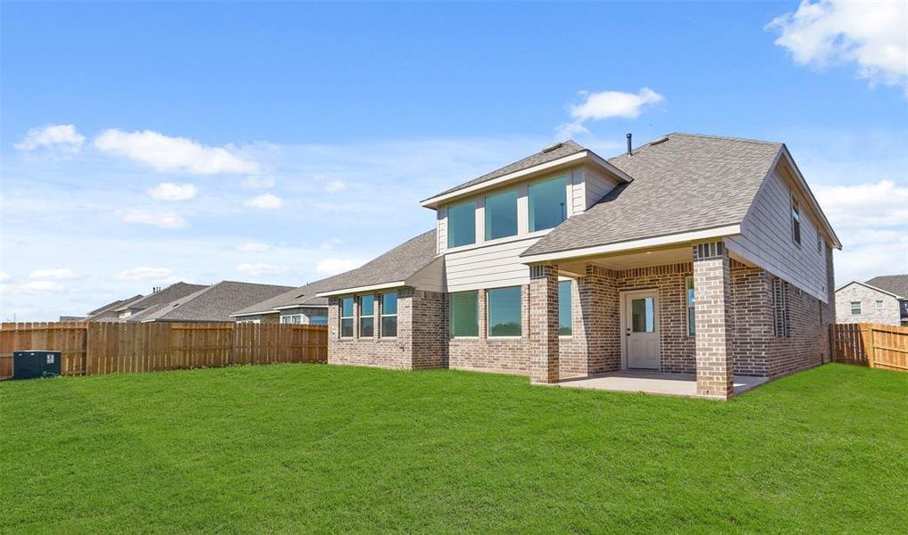 Covered patio in backyard