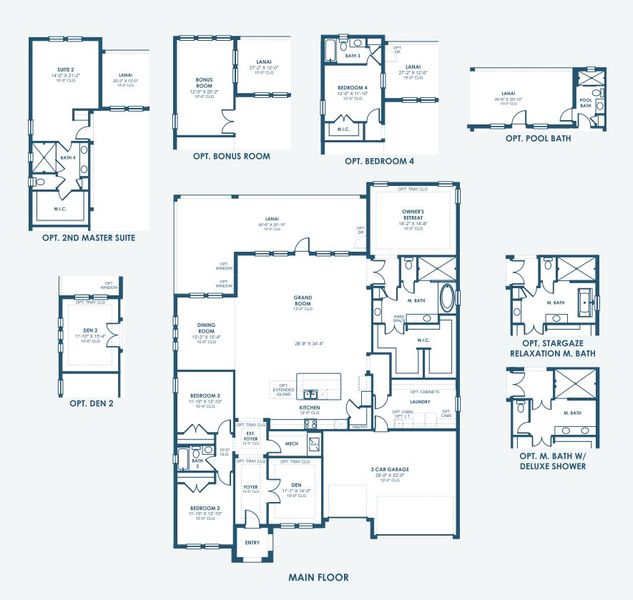 2D floor plan layout for the Key West I by Homes by WestBay in Barrington Preserve, Brandon, FL (Image 3).