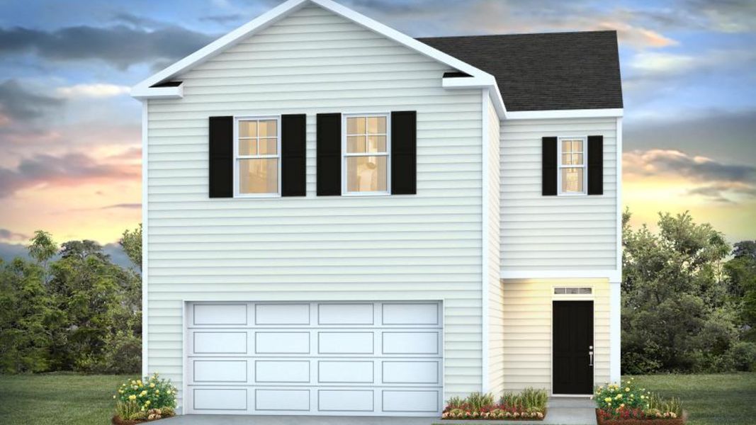 Representative exterior photo of a completed home built from the ELSTON by D.R. Horton in Hillcrest, Ravenel, SC (Image 1).