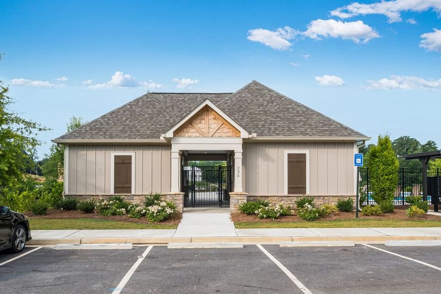 Front exterior of a new home in Rosewood Farm, Lawrenceville, GA, highlighting curb appeal (Image 25).