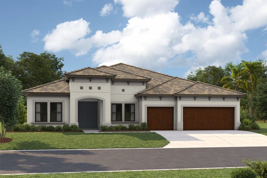 Representative exterior photo of a completed home built from the Cedar Key I by Homes by WestBay in Oakfield, Parrish, FL (Image 5).