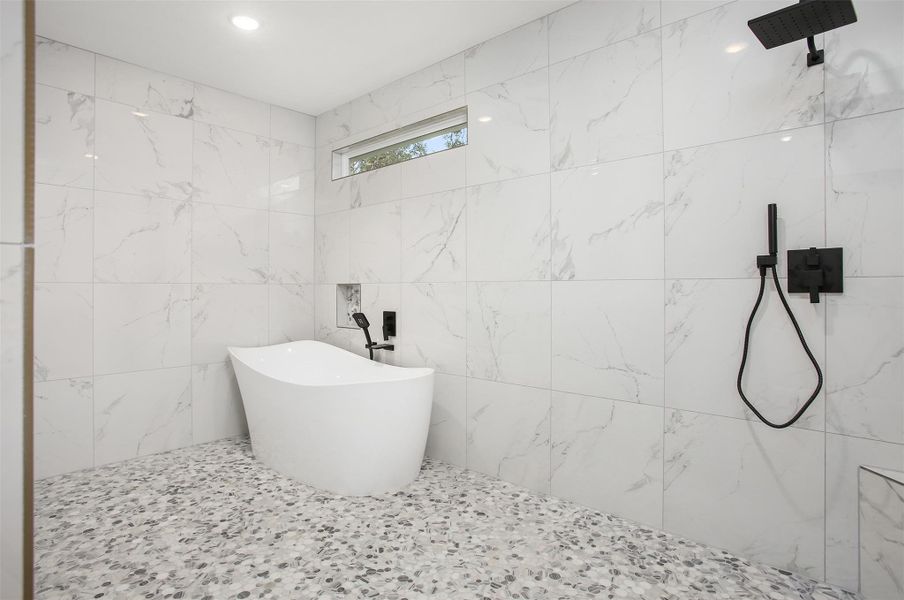 Oversized shower room with freestanding tub