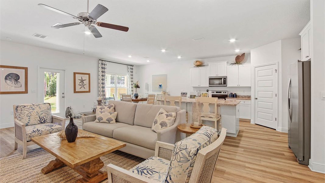 Representative furnished interior of a home built from the Delray by D.R. Horton in Bayside at Ward Creek, Panama City Beach (Image 8). Representative furnished interior of a home built from the Delray by D.R. Horton in Bayside at Ward Creek, Panama City Beach (Image 8).