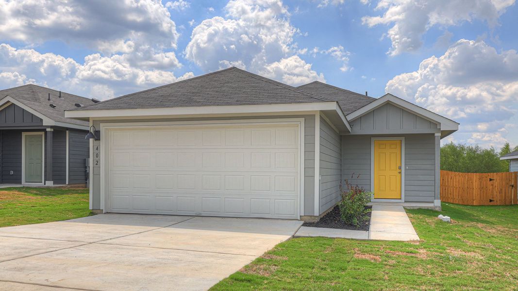 Representative exterior photo of a completed home built from the The Atlanta by D.R. Horton in Ladera, Luling, TX (Image 19).