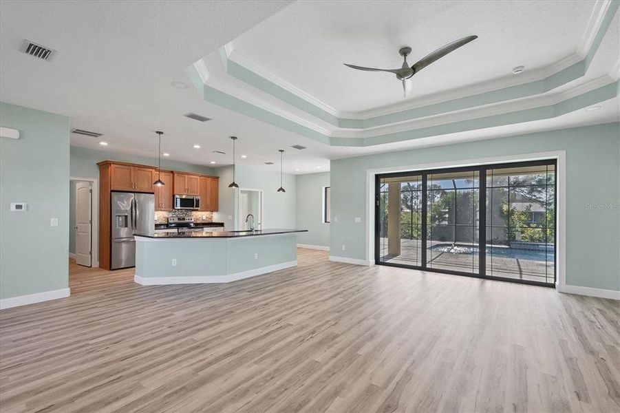 Large Open Great Room with Accordion Sliders