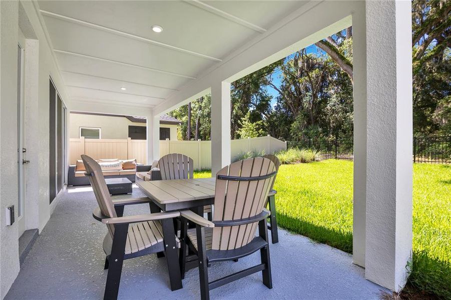 Exterior details and patio area of a home in Oakfield at Mount Dora Village Series, Mount Dora (Image 30).