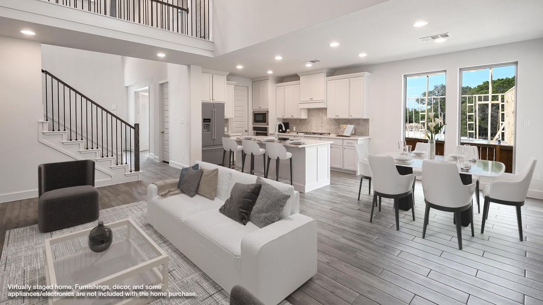 Furnished interior view inside a new home in 6 Creeks 45', Kyle (Image 4). Furnished interior view inside a new home in 6 Creeks 45', Kyle (Image 4).