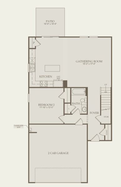 2D floor plan layout for the Raven by Centex in Carpenter Falls, Durham, NC (Image 3).
