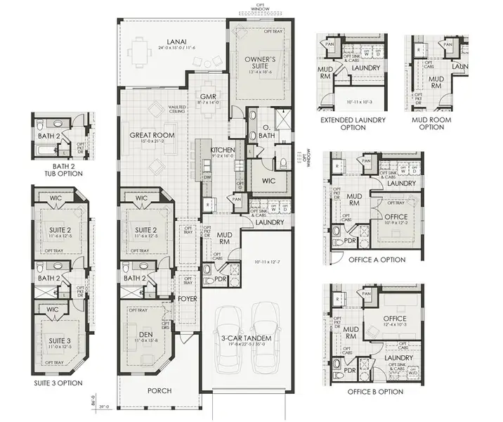 2D floor plan layout for the Cay by Homes by Towne in Shellstone at Waterside, Sarasota, FL (Image 4).