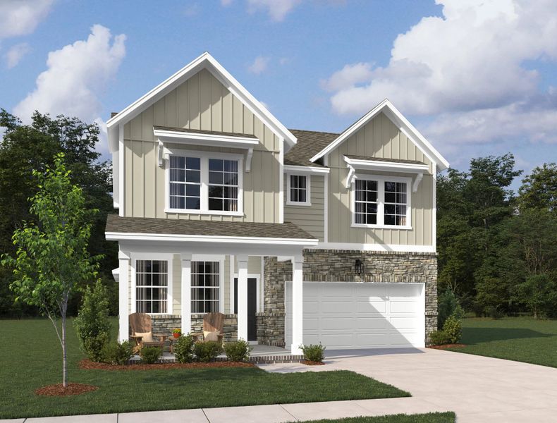 Representative exterior photo of a completed home built from the Blake by Ashton Woods in Ascent at Arbor Ridge, La Vergne, TN (Image 3).
