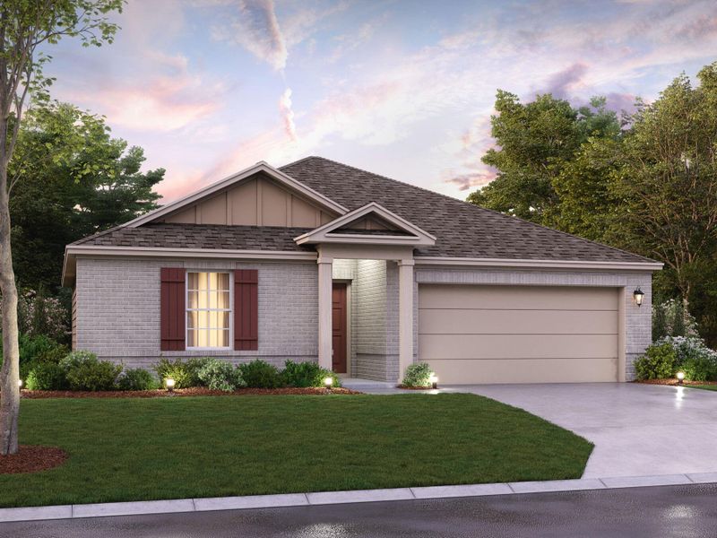 Front exterior of a new home in Ambrose, La Marque, TX, highlighting curb appeal (Image 1). Front exterior of a new home in Ambrose, La Marque, TX, highlighting curb appeal (Image 1).