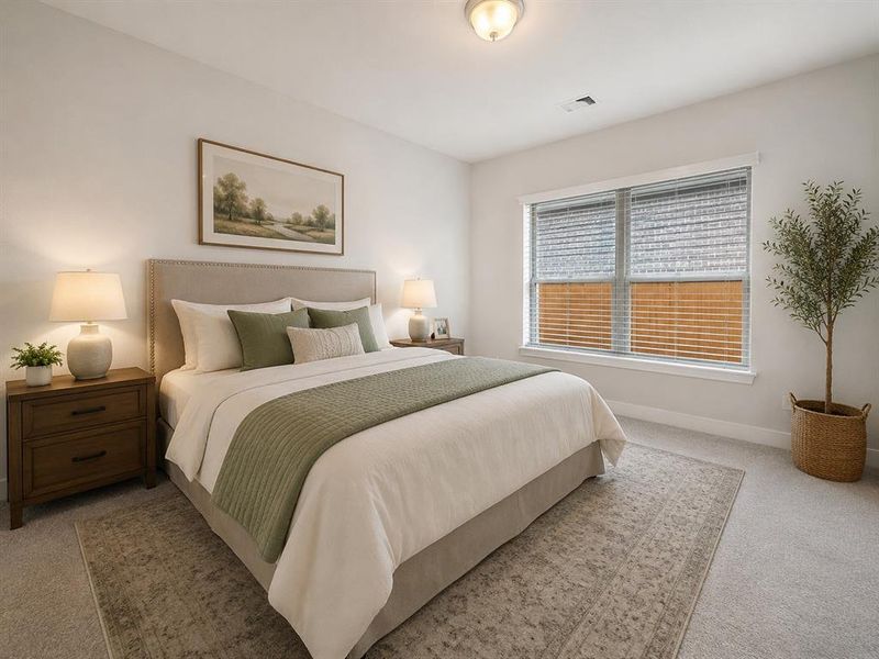 Virtually staged secondary bedroom highlighting the spacious layout, abundant natural light, and flexible living potential Virtually staged secondary bedroom highlighting the spacious layout, abundant natural light, and flexible living potential