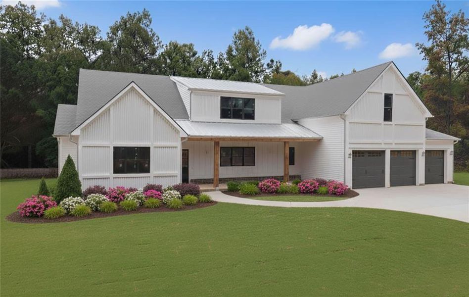 Front exterior of a new home in , Woodstock, GA, highlighting curb appeal (Image 9).