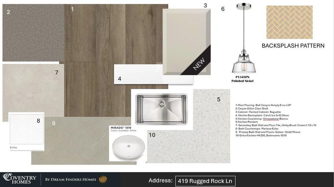 Sample of building materials used in homes in The Trails, New Caney (Image 3). Sample of building materials used in homes in The Trails, New Caney (Image 3).