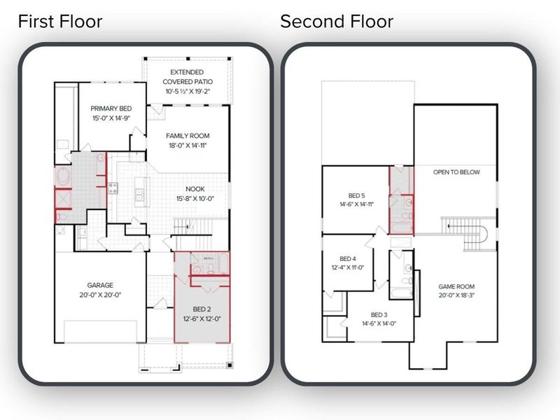 2D floor plan layout of this home in Katy Lakes, Katy, TX (Image 2). 2D floor plan layout of this home in Katy Lakes, Katy, TX (Image 2).
