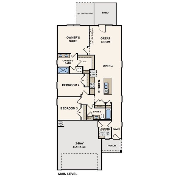 2D floor plan layout for the Balsam by Century Communities in Cedar Hollow, Hickory, NC (Image 3).