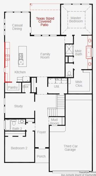 2D floor plan layout of this home in Nopal Valley, San Antonio, TX (Image 3).