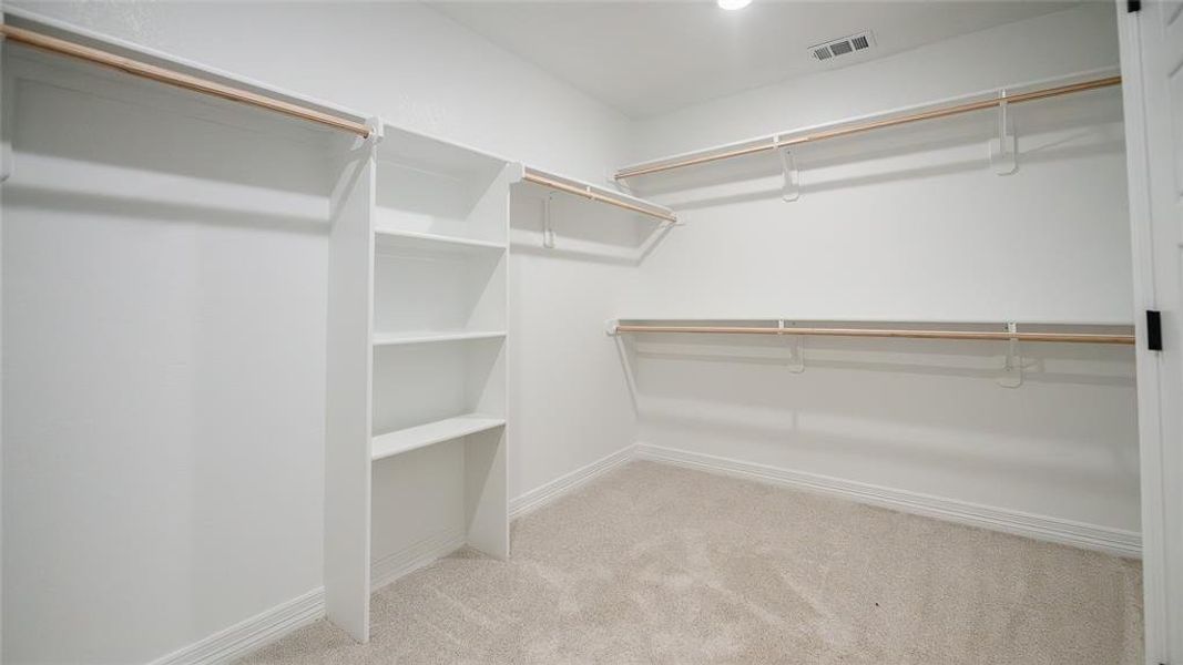 Walk in closet with carpet floors Walk in closet with carpet floors
