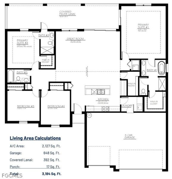 2D floor plan layout of this home in Cape Coral, Cape Coral, FL (Image 5).