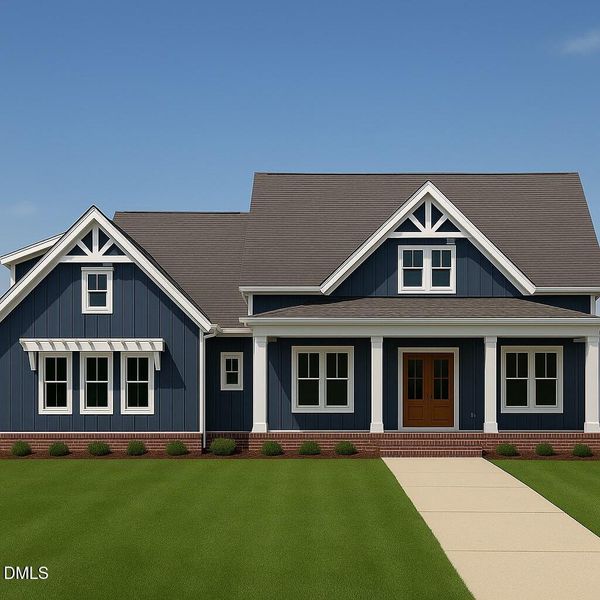 Front Elevation B - Rendering (Blue w Wh